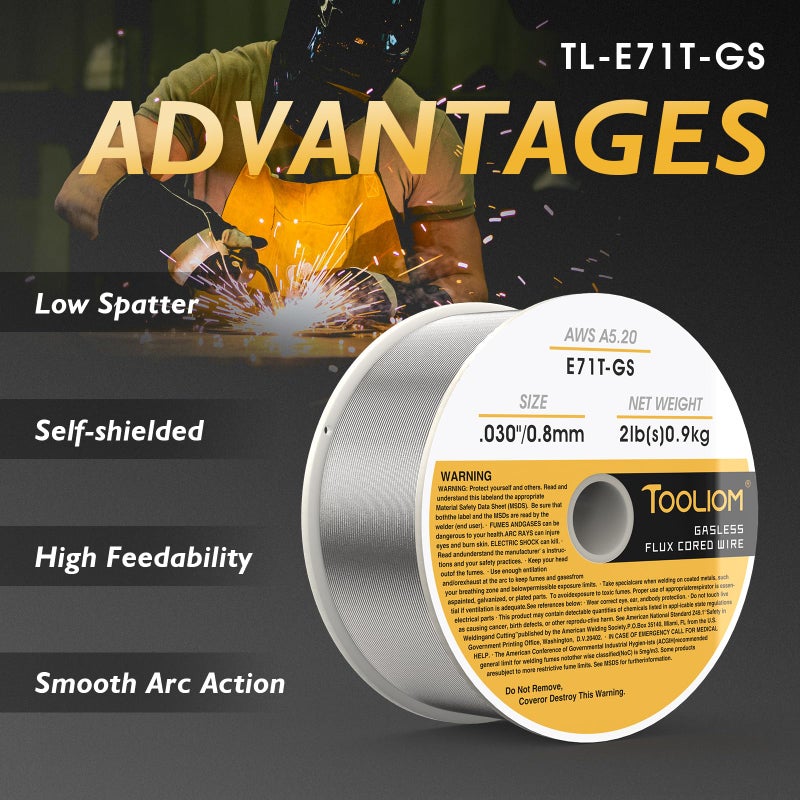 TOOLIOM E71T-GS .030"" Diameter 2-Pound Spool Flux Core Self-shielded Carbon Steel MIG Welding Wire - Image 3